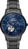 Emporio Armani Renato Automatic Blue Dial Grey Steel Strap Watch For Men - AR60056 Authentic Buy Shop Now