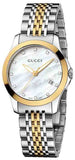 Gucci G Timeless Diamonds Mother of Pearl Dial Two Tone Mesh Bracelet Watch for Women - YA126513 Authentic Buy Shop Now