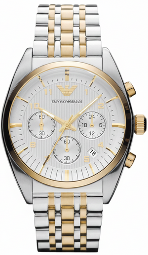 Emporio Armani Classic White Dial Two Tone Steel Strap Watch for Men - AR11603 Authentic Buy Shop Now