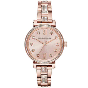 Michael Kors Sofie Quartz Rose Gold Dial Rose Gold Steel Strap Watch For Women - MK3882 Authentic Buy Shop Now