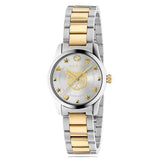 Gucci G Timeless Quartz Silver Dial Two Tone Steel Strap Watch For Women - YA126596 Authentic Buy Shop Now