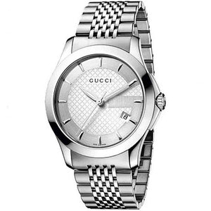 Gucci G Timeless Silver Dial Silver Steel Strap Watch For Men - YA126401 Authentic Buy Shop Now