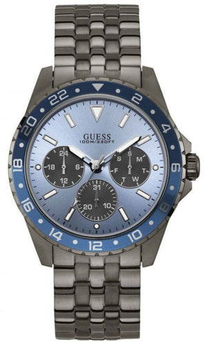 Guess Odyssey Quartz Blue Dial Gunmetal Steel Strap Watch For Men - W1107G5 Authentic Buy Shop Now