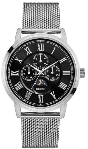 Guess Delancey Black Dial Silver Mesh Bracelet Watch for Men - W0871G1 Authentic Buy Shop Now