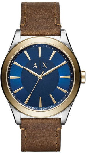 Armani Exchange Nico Quartz Blue Dial Brown Leather Strap Watch For Men - AX2334 Authentic Buy Shop Now