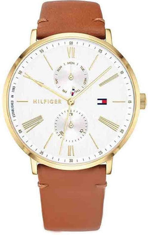 Tommy Hilfiger Jenna Quartz White Dial Brown Leather Strap Watch for Women - 1782073 Authentic Buy Shop Now