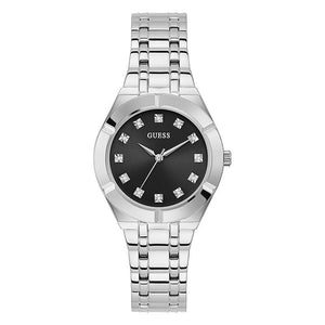 Guess Crystalline Diamonds Black Dial Silver Steel Strap Watch for Women - GW0114L1 Authentic Buy Shop Now