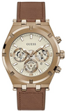 Guess Analog Multifunction White Dial Brown Leather Strap Watch for Men - GW0262G3 Authentic Buy Shop Now