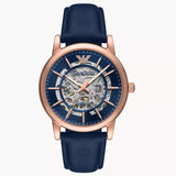 Emporio Armani Meccanico Automatic Blue Dial Blue Leather Strap Watch For Men - AR60050 Authentic Buy Shop Now