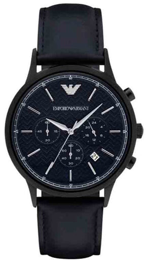 Emporio Armani Renato Chronograph Quartz Blue Dial Blue Leather Strap Watch For Men - AR2481 Authentic Buy Shop Now