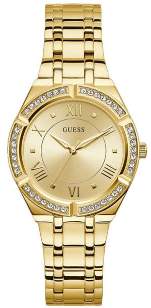 Guess Cosmo Diamonds Gold Dial Gold Steel Strap Watch For Women - GW0033L2 Authentic Buy Shop Now