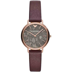 Emporio Armani Quartz Grey Dial Brown Leather Strap Watch For Women - AR11172 Authentic Buy Shop Now