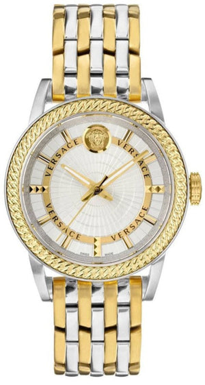 Versace V Eternal Quartz White Dial Two Tone Steel Strap Watch For Men - VEPO00620 Authentic Buy Shop Now