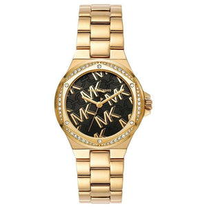 Michael Kors Lennox Quartz Black Dial Gold Steel Strap Watch For Women - MK7404 Authentic Buy Shop Now
