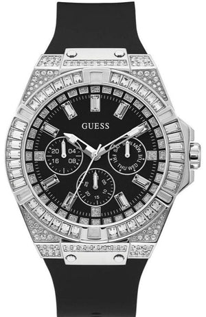 Guess Baguette Crystals Black Dial Black Silicone Strap Watch For Men - GW0208G1 Authentic Buy Shop Now