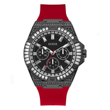 Guess Mainline Multifunction Crystals Black Dial Red Silicone Strap Watch For Men - GW0208G6 Authentic Buy Shop Now