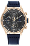 Tommy Hilfiger Trent Chronograph Grey Dial Black Leather Strap Watch For Men - 1791808 Authentic Buy Shop Now