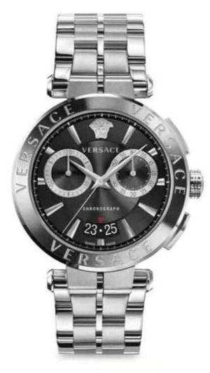 Versace Aion Chronograph Black Dial Silver Steel Strap Watch for Men - VBR080017 Authentic Buy Shop Now