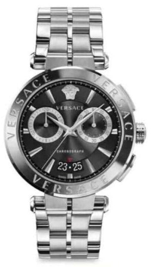 Versace Quartz Black Dial Silver Steel Strap Watch For Men - VBR080018 Authentic Buy Shop Now