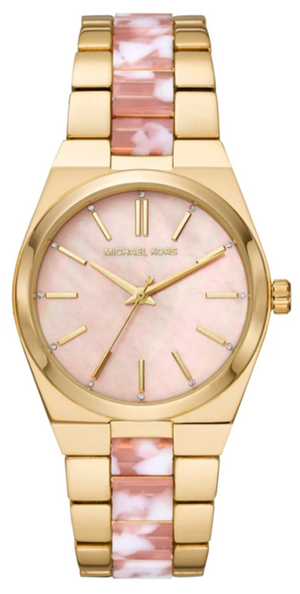 Michael Kors Channing Quartz Mother of Pearl Pink Dial Two Tone Steel Strap Watch For Women - MK6650 Authentic Buy Shop Now
