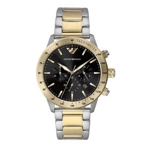 Emporio Armani Analog Chronograph Black Dial Two Tone Steel Strap Watch For Men - AR11521 Authentic Buy Shop Now