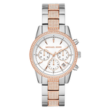 Michael Kors Ritz Chronograph White Dial Two Tone Steel Strap Watch For Women - MK6651 Authentic Buy Shop Now