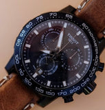 Tissot Supersport Chrono Black Dial Brown Leather Strap Watch for Men - T125.617.36.051.01 Authentic Buy Shop Now