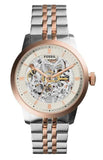 Fossil Townsman Automatic Skeleton White Dial Two Tone Steel Strap Watch for Men - ME3075 Authentic Buy Shop Now