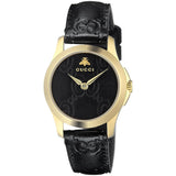 Gucci G Timeless Quartz Black Dial Black Leather Strap Watch For Women - YA126581A Authentic Buy Shop Now