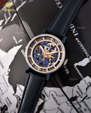 Fossil Boyfriend Skeleton Blue Dial Blue Leather Strap Watch for Women - ME3136 Authentic Buy Shop Now