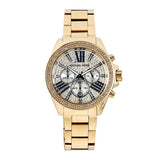 Michael Kors Wren Chronograph Crystal Pave Gold Dial Gold Steel Strap Watch for Women - MK6095 Authentic Buy Shop Now