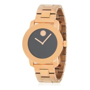 Movado Bold Black Dial Rose Gold Steel Strap Watch for Women - 3600463 Authentic Buy Shop Now