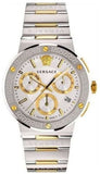 Versace Greca Chronograph White Dial Two Tone Steel Strap Watch For Men - VEZ900321 Authentic Buy Shop Now