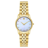 Movado Museum Classic Diamonds Mother of Pearl Dial Gold Steel Strap Watch For Women - 0606998 Authentic Buy Shop Now