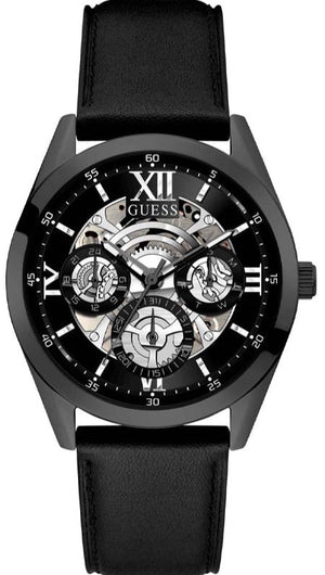 Guess Analog Quartz Black Dial Black Leather Strap Watch For Men - GW0389G4 Authentic Buy Shop Now