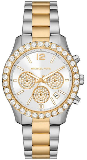 Michael Kors Berkley Chronograph Silver Dial Two Tone Steel Strap Watch For Women - MK7415 Authentic Buy Shop Now