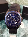 Emporio Armani Sigma Chronograph Blue Dial Black Silicone Strap Watch For Men - AR6121 Authentic Buy Shop Now