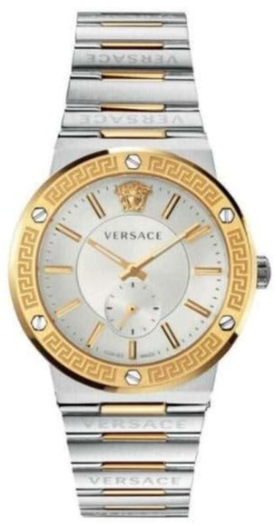Versace Greca Silver Dial Two Tone Steel Strap Watch for Men - VEVI00320 Authentic Buy Shop Now