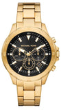 Michael Kors Greyson Chronograph Black Dial Gold Steel Strap Watch For Men - MK9108 Authentic Buy Shop Now