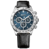 Hugo Boss Ikon Blue Dial Black Leather Strap Watch for Men - 1513176 Authentic Buy Shop Now