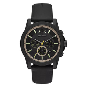 Armani Exchange Outerbanks Chronograph Black Dial Black Silicone Strap Watch For Men - AX1343 Authentic Buy Shop Now