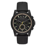 Armani Exchange Outerbanks Chronograph Black Dial Black Silicone Strap Watch For Men - AX1343 Authentic Buy Shop Now