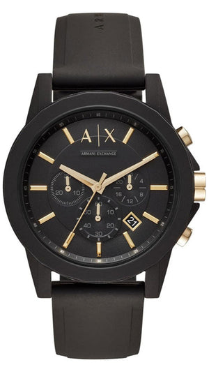 Armani Exchange Outerbanks Chronograph Black Dial Black Steel Strap Watch For Men - AX7105 Authentic Buy Shop Now