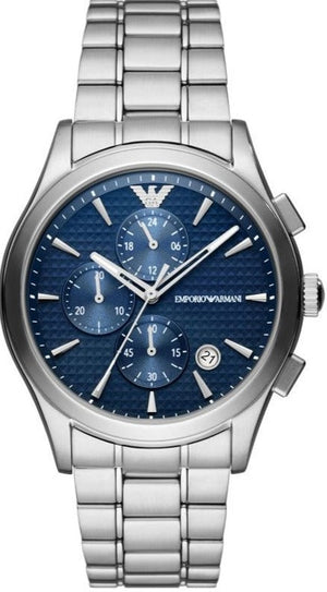 Emporio Armani Chronograph Blue Dial Silver Steel Strap Watch For Men - AR11528 Authentic Buy Shop Now