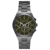 Michael Kors Lennox Chronograph Black Dial Grey Steel Strap Watch For Men - MK9118 Authentic Buy Shop Now