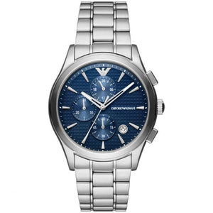 Emporio Armani Chronograph Blue Dial Silver Steel Strap Watch For Men - AR11528 Authentic Buy Shop Now