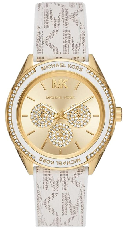 Michael Kors Jessa Multifunction Gold Dial White Leather Strap Watch For Women - MK7204 Authentic Buy Shop Now