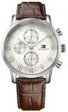 Tommy Hilfiger Kane Chronograph White Dial Brown Leather Strap Watch for Men - 1791400 Authentic Buy Shop Now