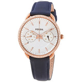 Fossil Tailor White Dial Blue Leather Strap Watch for Women - ES4394 Authentic Buy Shop Now