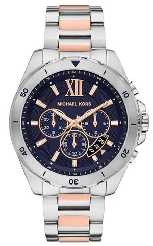 Michael Kors Brecken Chronograph Blue Dial Two Tone Steel Strap Watch For Men - MK9065 Authentic Buy Shop Now
